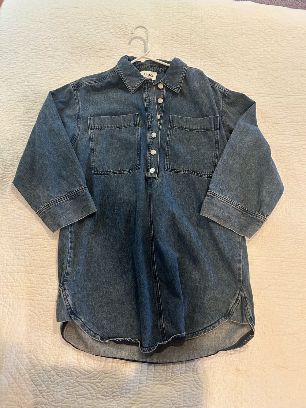 FRNCH Dark Blue Denim Shirt Dress